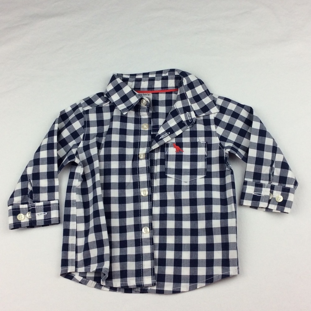 🍼 Checkered Dress Up Button Up Navy &White